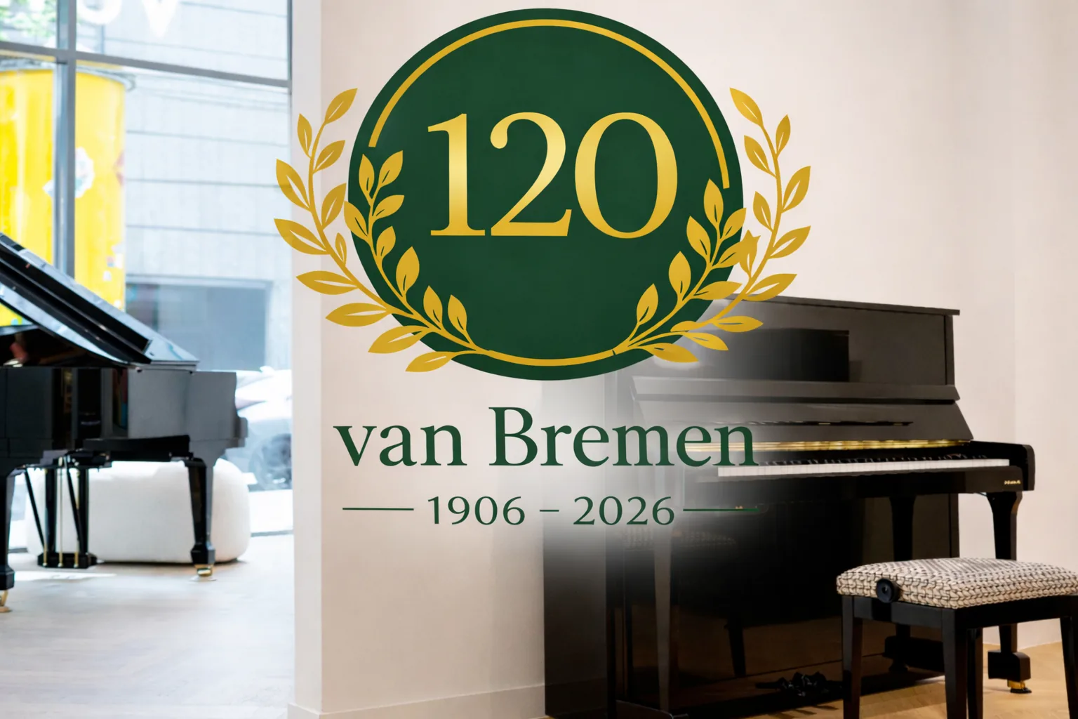Pianohaus van Bremen Dortmund, 120 Jahre, Schaufenster Hansastraße 7-11