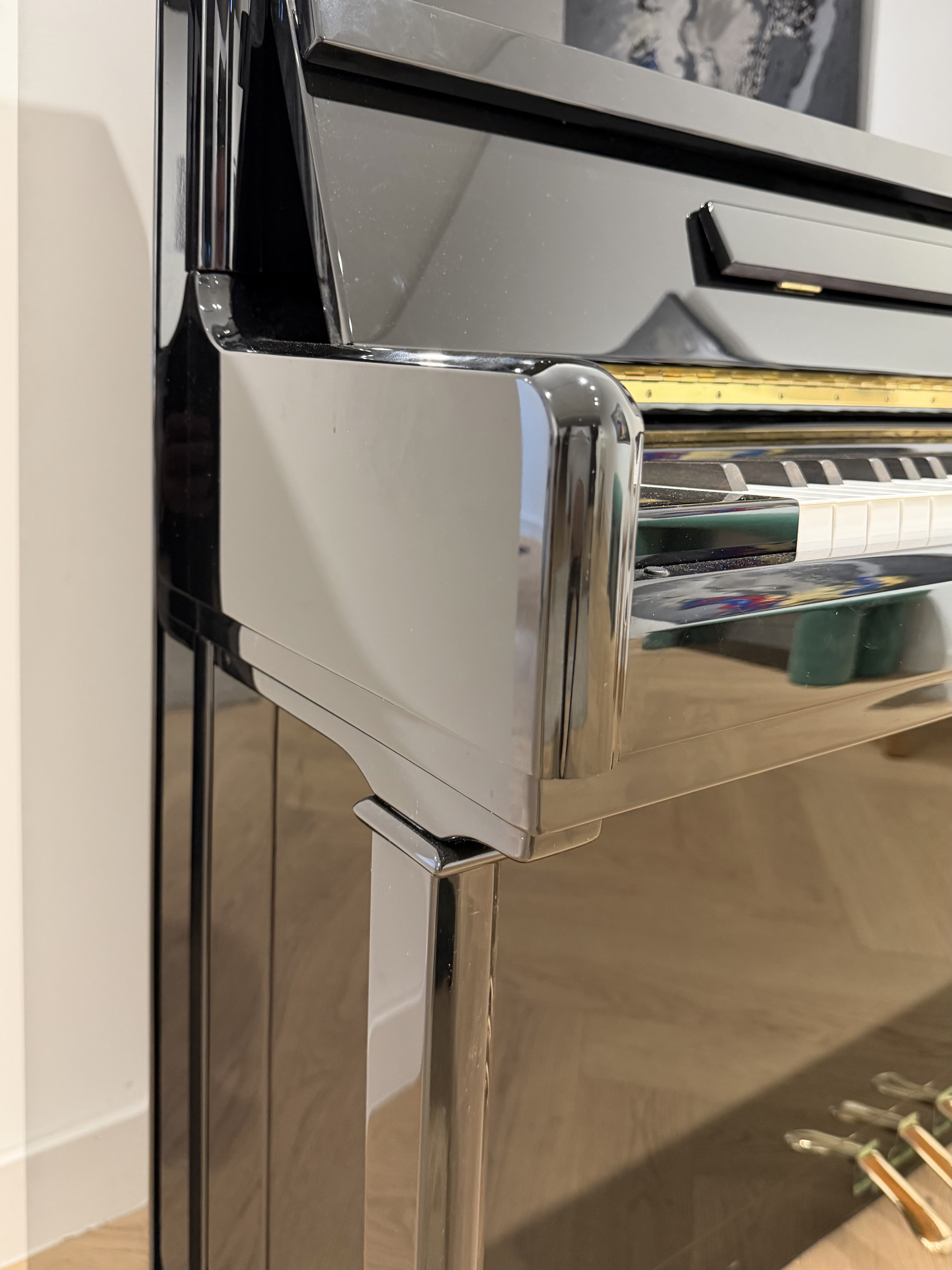 C. Bechstein Elegance 124 mit Silent-System gebraucht (Baujahr 2005) Klavier, Detail, Pianohaus van Bremen Dortmund